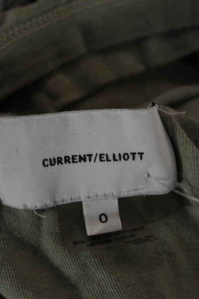 Current/Elliott Womens Basic Sleeveless Cotton Tank Green Round Neck Size 0