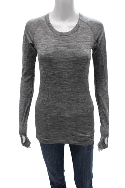 Lululemon Women Gray Crew Neck Long Sleeve Basic T-Shirt Size S