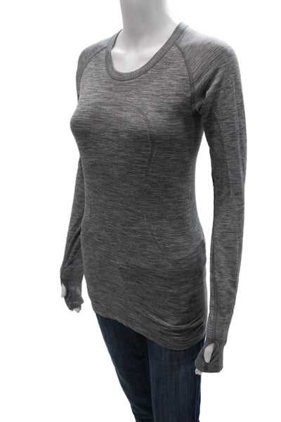 Lululemon Women Gray Crew Neck Long Sleeve Basic T-Shirt Size S