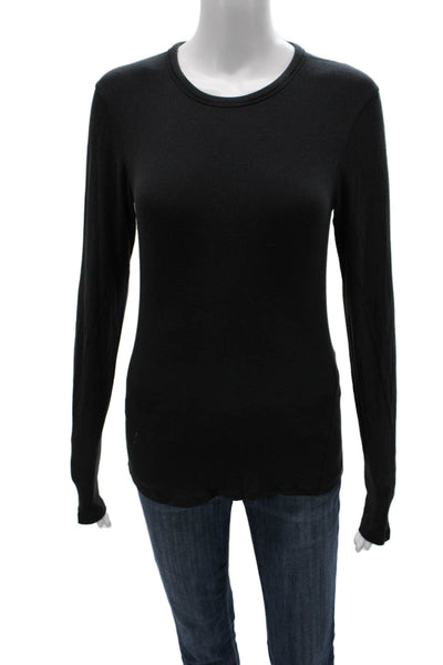 Lululemon Women Basic Long Sleeve Crew Neck Black Cotton T-Shirt Size S