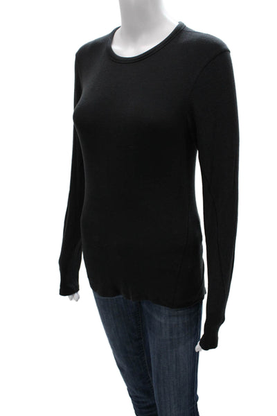 Lululemon Women Basic Long Sleeve Crew Neck Black Cotton T-Shirt Size S