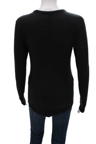 Lululemon Women Basic Long Sleeve Crew Neck Black Cotton T-Shirt Size S