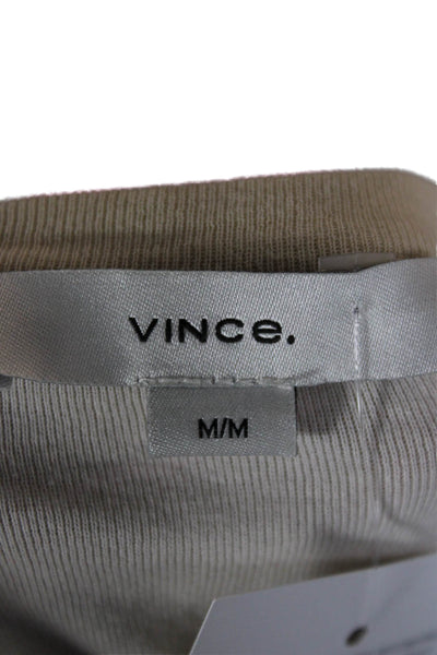 Vince Womens Basic Colorblock Crew Neck Pima Cotton T-Shirt Beige Size M