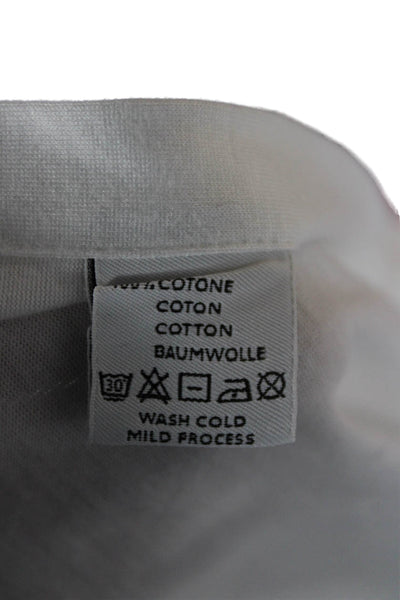 Canali Mens Button Down Cotton Collared Long Sleeve White Shirt Size L