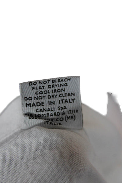 Canali Mens Button Down Cotton Collared Long Sleeve White Shirt Size L