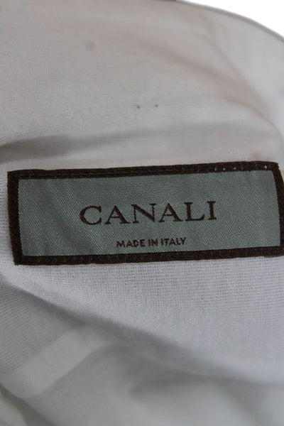 Canali Mens Button Down Cotton Collared Long Sleeve White Shirt Size L