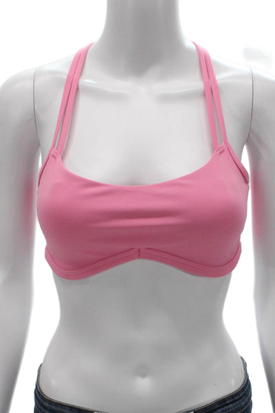 LSKD Womens Strappy Athletic Sports Bra Pink Size M
