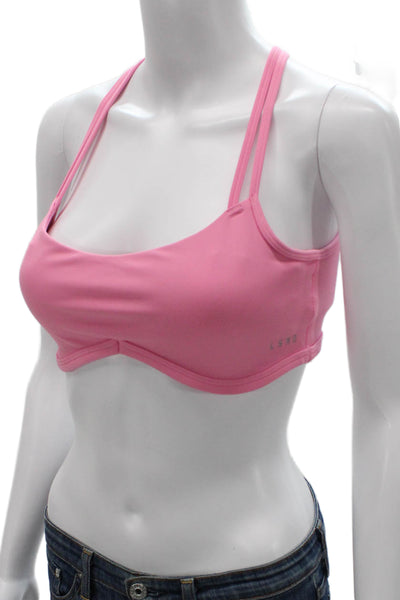 LSKD Womens Strappy Athletic Sports Bra Pink Size M