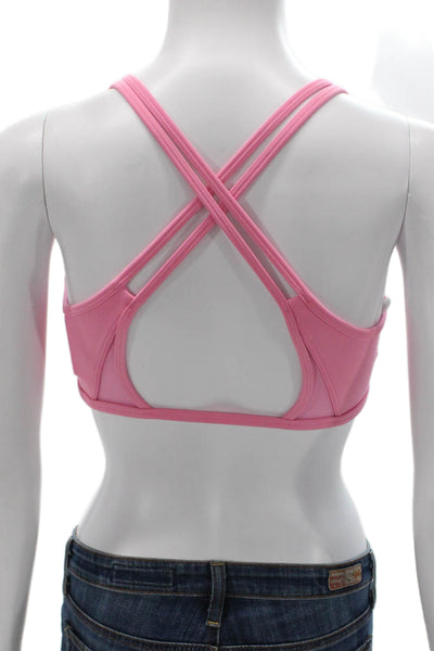 LSKD Womens Strappy Athletic Sports Bra Pink Size M