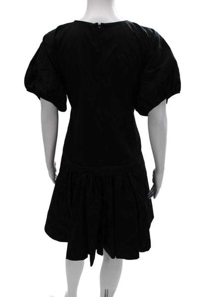 Molly Goddard Women Black Cotton Shift Dress Short Sleeve Zip Size 6