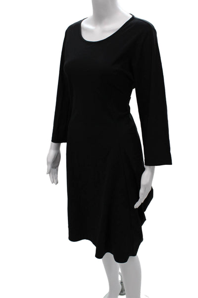 Comfy U.S.A. Womens Shift Dress Black Scoop Neck 3/4 Sleeve Knee Nylon Size XL