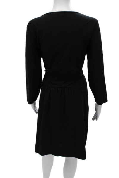 Comfy U.S.A. Womens Shift Dress Black Scoop Neck 3/4 Sleeve Knee Nylon Size XL