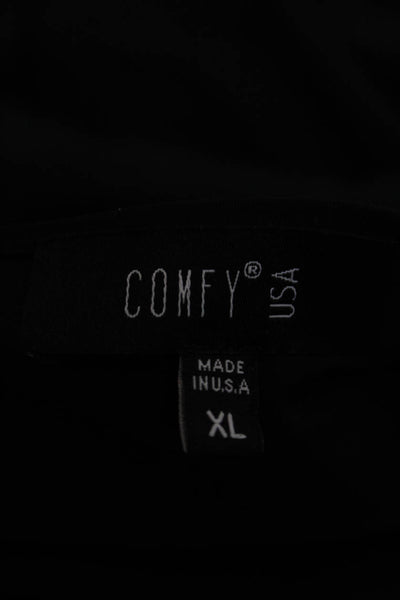 Comfy U.S.A. Womens Shift Dress Black Scoop Neck 3/4 Sleeve Knee Nylon Size XL