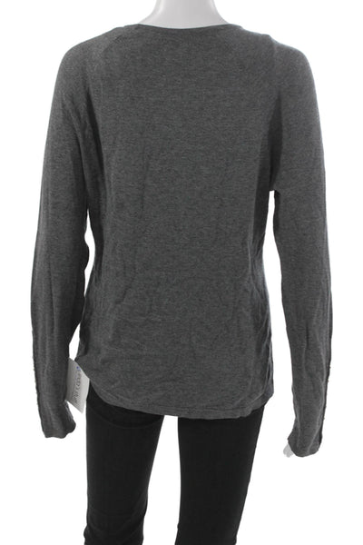 J. Mclaughlin Womens Gray Crewneck Long Sleeve T-Shirt Cotton Blend Size M