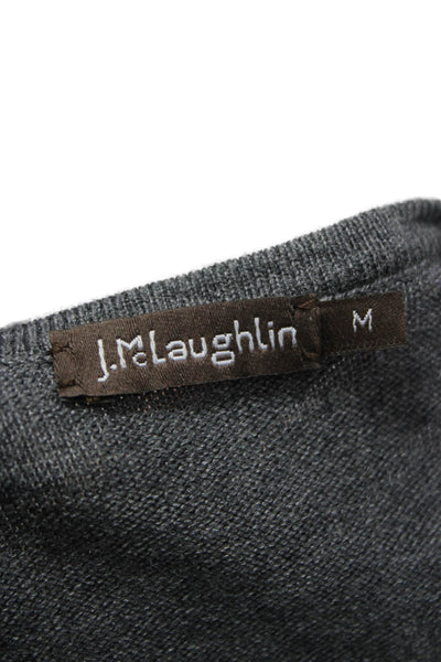 J. Mclaughlin Womens Gray Crewneck Long Sleeve T-Shirt Cotton Blend Size M