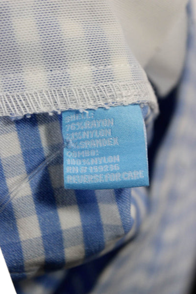J. Mclaughlin Women Blue Check Rayon Capri Pants Pull On Size 12