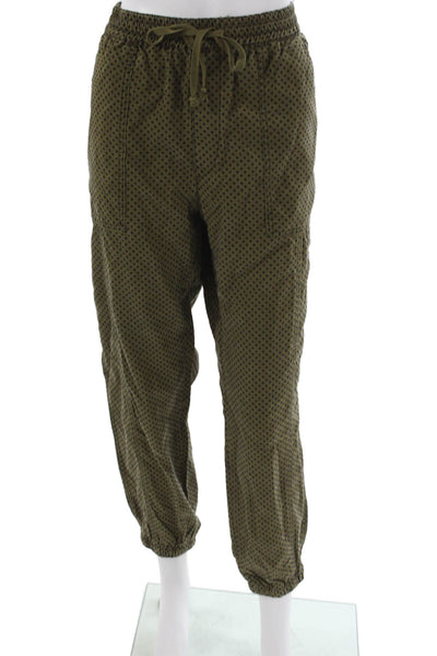 Anthropologie Womens Polka Dot Lyocell Joggers Green Drawstring Size M