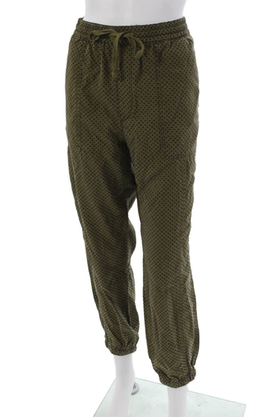 Anthropologie Womens Polka Dot Lyocell Joggers Green Drawstring Size M
