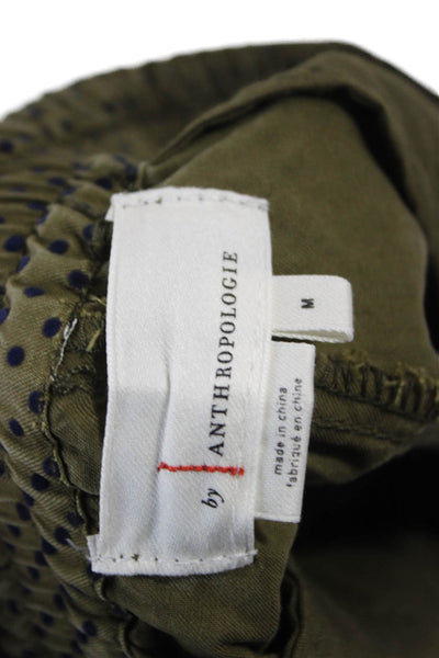 Anthropologie Womens Polka Dot Lyocell Joggers Green Drawstring Size M