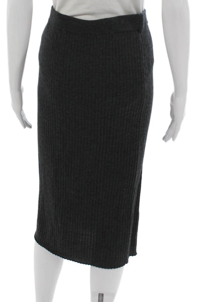 J. Mclaughlin Women Straight Pencil Skirt Gray Merino Wool Knee Length Size L