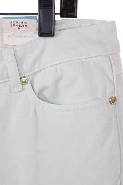 J. Mclaughlin Womens Ankle Pants Green Cotton Button High Rise Size 10