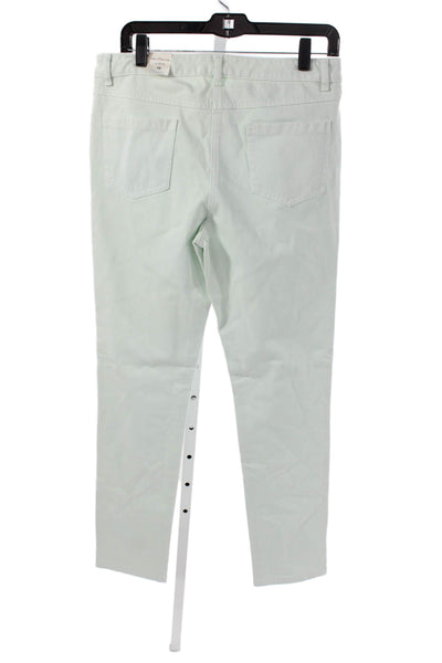 J. Mclaughlin Womens Ankle Pants Green Cotton Button High Rise Size 10