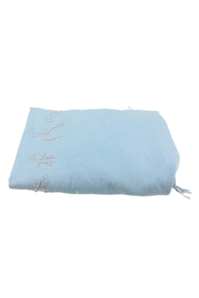 J. Mclaughlin Womens Cashmere Beaded Detail Scarf Sky Blue