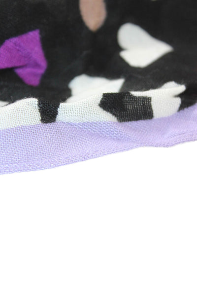 Kate Spade New York Womens Heart Print Light Weight Scarf Black Multi Colored