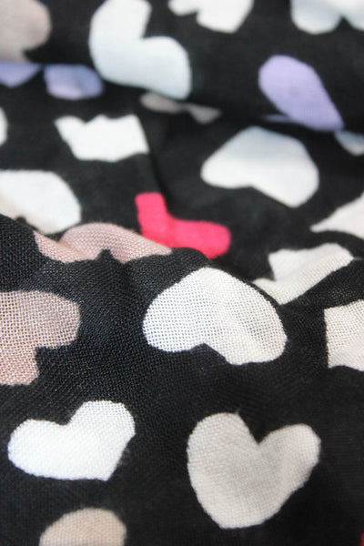 Kate Spade New York Womens Heart Print Light Weight Scarf Black Multi Colored