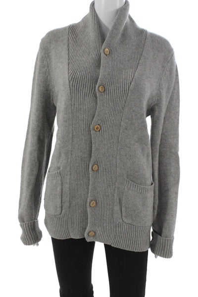 AllSaints Co Ltd Spitalfields Mens Gray Wool Collared Cardigan Sweater Size M
