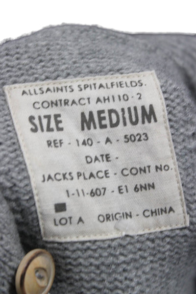 AllSaints Co Ltd Spitalfields Mens Gray Wool Collared Cardigan Sweater Size M
