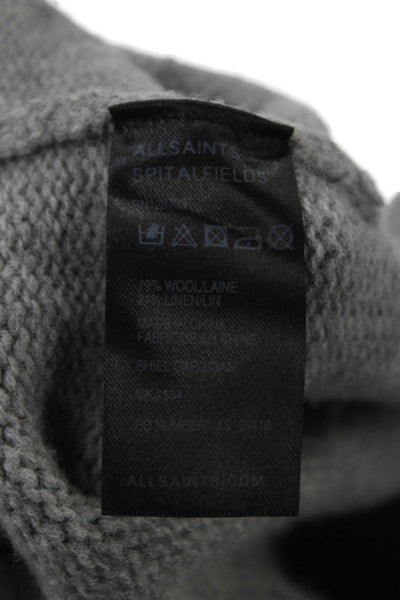 AllSaints Co Ltd Spitalfields Mens Gray Wool Collared Cardigan Sweater Size M