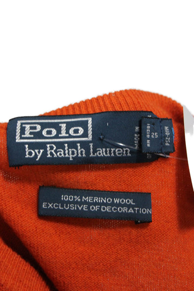 Polo Ralph Lauren Women Orange Merino Wool Pullover Long Sleeve Size S