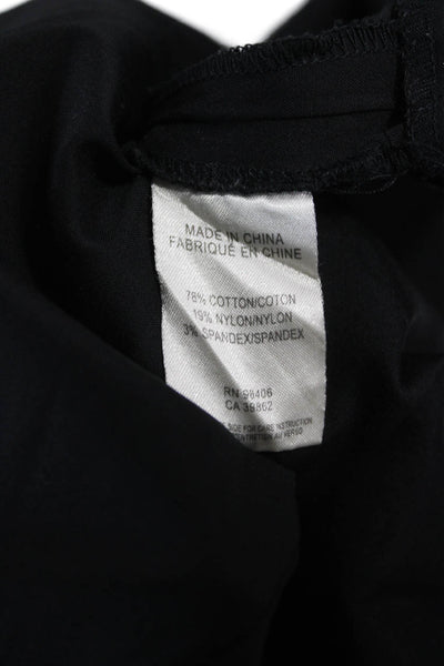Theory Womens Basic Black Cotton Round Neck Short Sleeve Blouse Petite Size S