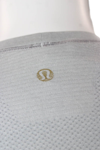 Lululemon Mens Basic Long Sleeve Crew Neck Striped Gray Polyester Tee Size M