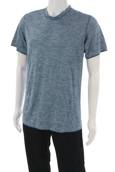 Lululemon Mens Basic Blue Crew Neck Short Sleeve Polyester Blend T-Shirt Size S