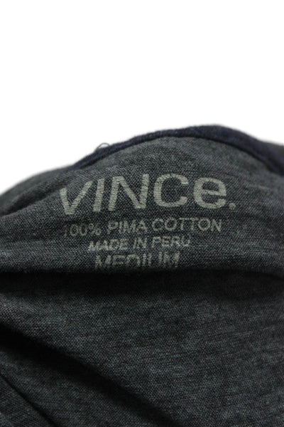 Vince Mens Pullover Hoodie Blue 100% Pima Cotton Drawstring Size M