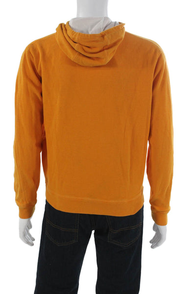 Vince Mens Full Zip Hoodie Orange Cotton Crew Neck Size M