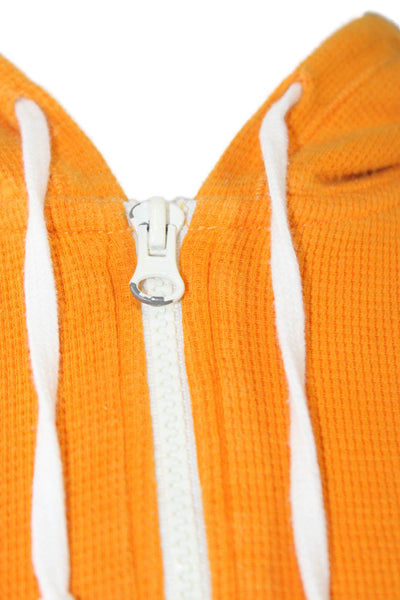 Vince Mens Full Zip Hoodie Orange Cotton Crew Neck Size M