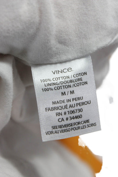 Vince Mens Full Zip Hoodie Orange Cotton Crew Neck Size M