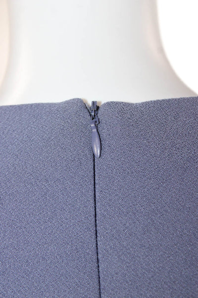 Zara Women Sheath Midi Dress Blue Long Sleeve Round Neck Polyester Size S