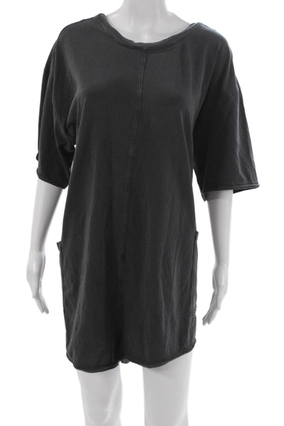 Intimately Free People Women T-Shirt Jumpsuit Gray Half Sleeve Size L