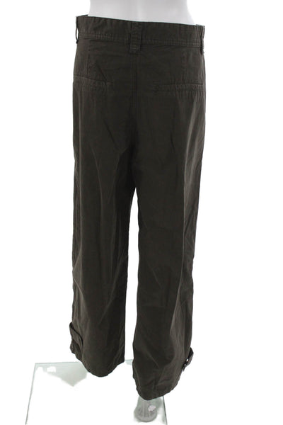 Zara Women Cargo Pants Green Cotton Button Size 4