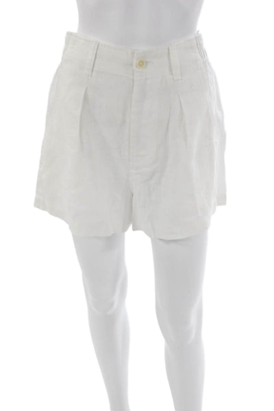 Madewell Women Linen Button Front White Shorts Size 2