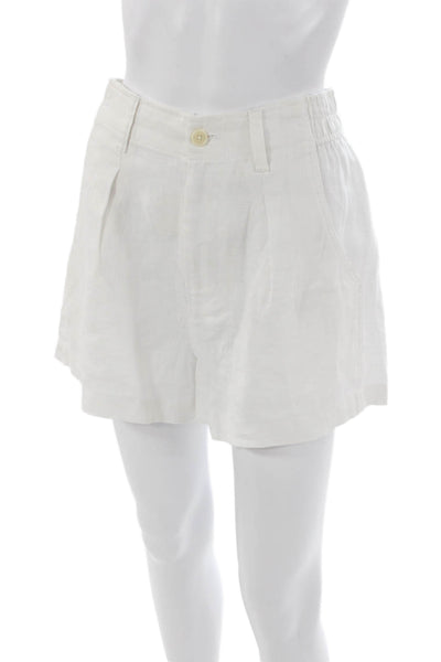 Madewell Women Linen Button Front White Shorts Size 2