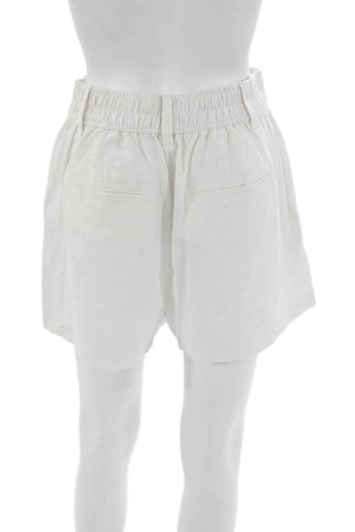Madewell Women Linen Button Front White Shorts Size 2