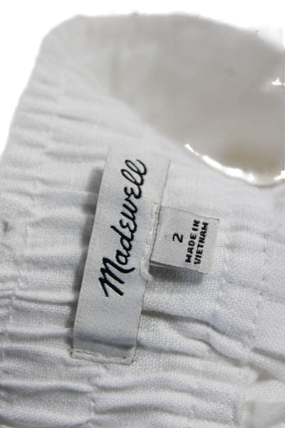 Madewell Women Linen Button Front White Shorts Size 2