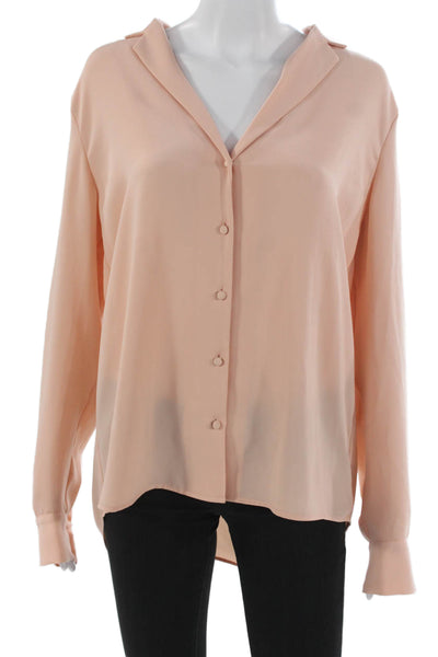 Wilfred Women Basic Collared Long Sleeve Pink Polyester Blouse Size M