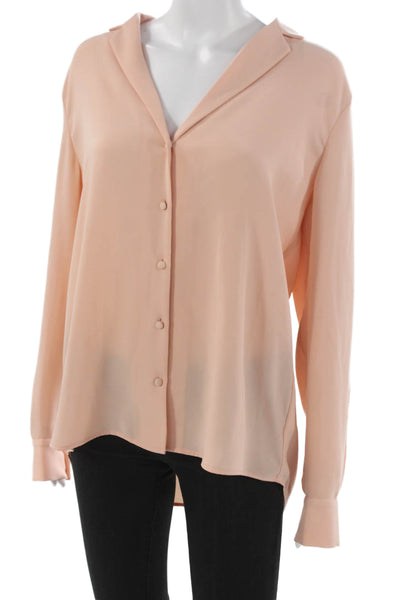 Wilfred Women Basic Collared Long Sleeve Pink Polyester Blouse Size M