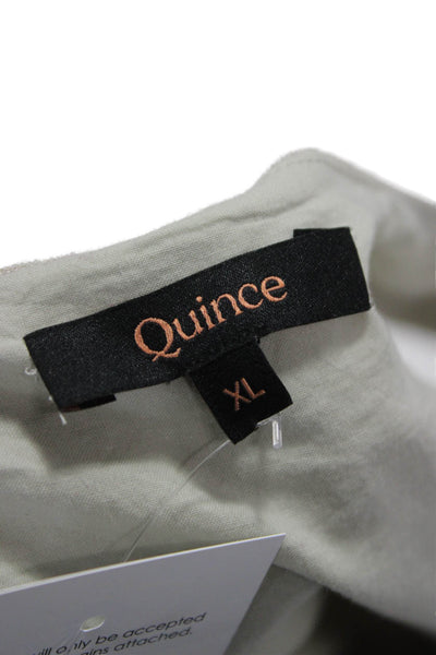 Quince Women Sleeveless Linen Tunic Button Up Beige Round Neck Size XL